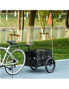 HOMCOM Steel Trailer for Bike, Bicycle Cargo Trailer with 65L Foldable Storage Box and Safe Reflectors, Max Load 40KG, Black 2