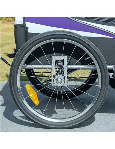HOMCOM Baby Bike Trailer with 5 Point Harness, Steel Frame, Reflectors, Safety Flag, Hitch Coupler, Purple