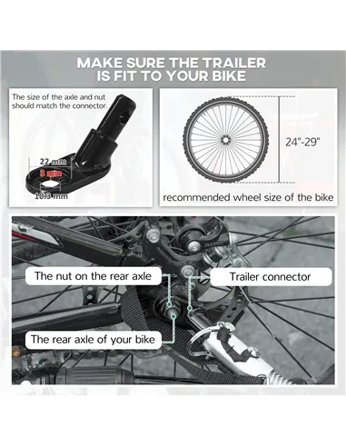 HOMCOM Baby Bike Trailer, Child Bicycle Trailer with 5 Point Harness, Steel Frame, Reflectors, Safety Flag, Hitch Coupler, Red