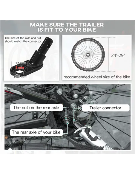 HOMCOM Baby Bike Trailer, Child Bicycle Trailer with 5 Point Harness, Steel Frame, Reflectors, Safety Flag, Hitch Coupler, Red