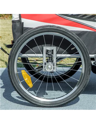 HOMCOM Baby Bike Trailer, Child Bicycle Trailer with 5 Point Harness, Steel Frame, Reflectors, Safety Flag, Hitch Coupler, Red