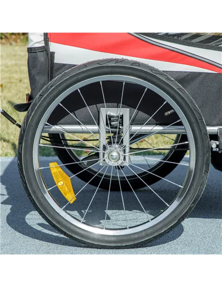 HOMCOM Baby Bike Trailer, Child Bicycle Trailer with 5 Point Harness, Steel Frame, Reflectors, Safety Flag, Hitch Coupler, Red