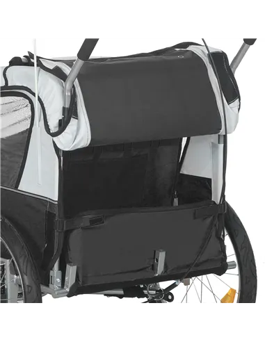 HOMCOM 2 Seat Bike Trailer with 5 Point Harness, Baby Bike Stroller with Safety Flag, Reflectors, for 18+ Months, Black