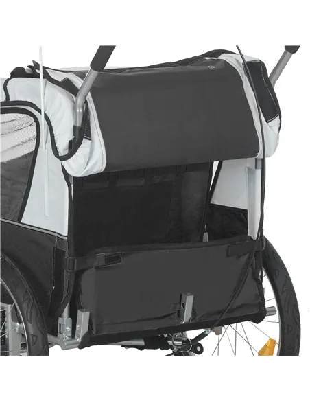 HOMCOM 2 Seat Bike Trailer with 5 Point Harness, Baby Bike Stroller with Safety Flag, Reflectors, for 18+ Months, Black