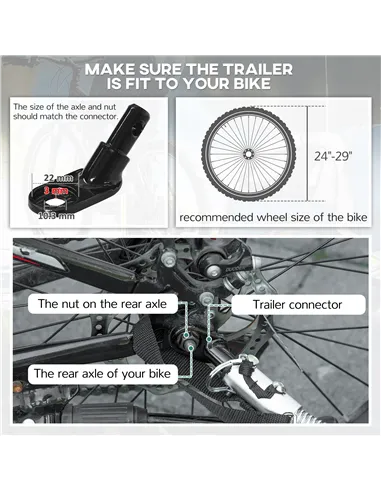 HOMCOM 2 Seat Bike Trailer with 5 Point Harness, Baby Bike Stroller with Safety Flag, Reflectors, for 18+ Months, Blue