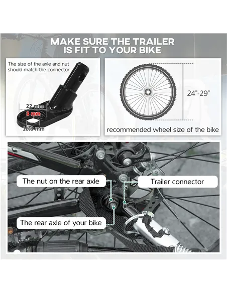 HOMCOM 2 Seat Bike Trailer with 5 Point Harness, Baby Bike Stroller with Safety Flag, Reflectors, for 18+ Months, Blue