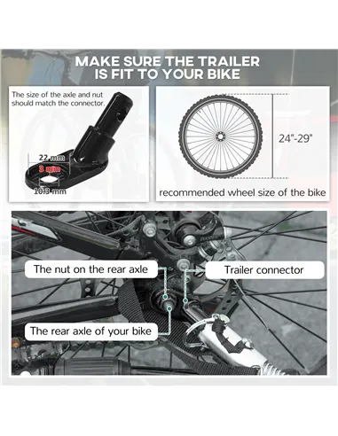 HOMCOM 2 Seat Bike Trailer with 5 Point Harness, Baby Bike Stroller with Safety Flag, Reflectors, for 18+ Months, Red