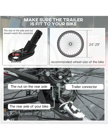 HOMCOM 2 Seat Bike Trailer with 5 Point Harness, Baby Bike Stroller with Safety Flag, Reflectors, for 18+ Months, Red