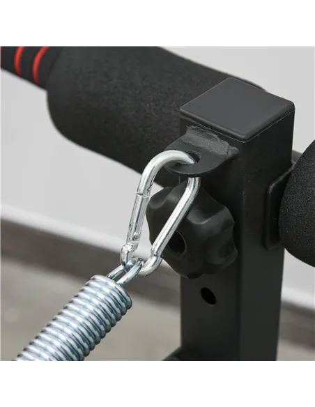 HOMCOM Sit Up Bench Core Workout Adjustable Thigh Support Foldable for Home Gym w/ Arm Pulling Rope Black