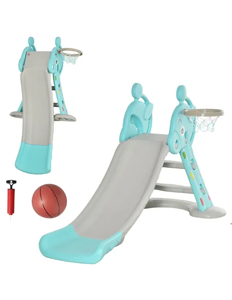 HOMCOM Kids Slide 2 in 1 Toddler Freestanding slide with Basketball Hoop Indoor/Outdoor Use Deer Shaped for 18 months -4 Years O