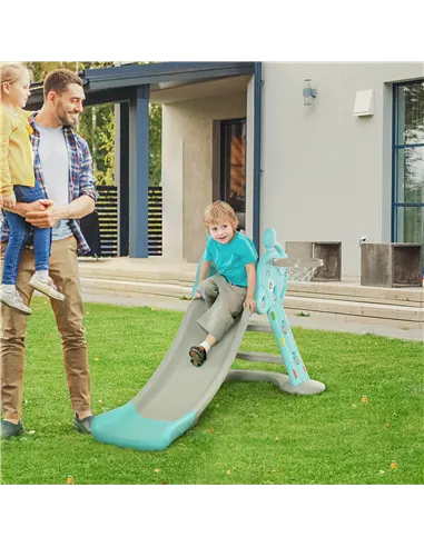 HOMCOM Kids Slide 2 in 1 Toddler Freestanding slide with Basketball Hoop Indoor/Outdoor Use Deer Shaped for 18 months -4 Years O