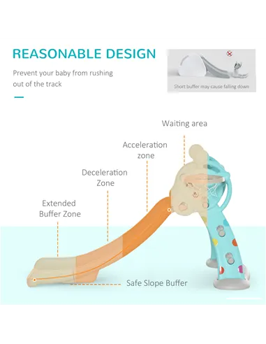 HOMCOM Kids Slide 2 in 1 Toddler Freestanding slide with Basketball Hoop Indoor/Outdoor Use Deer Shaped for 18 months -4 Years O