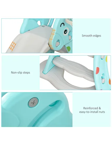 HOMCOM Kids Slide 2 in 1 Toddler Freestanding slide with Basketball Hoop Indoor/Outdoor Use Deer Shaped for 18 months -4 Years O