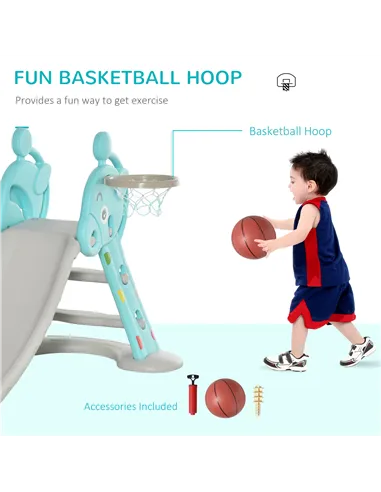 HOMCOM Kids Slide 2 in 1 Toddler Freestanding slide with Basketball Hoop Indoor/Outdoor Use Deer Shaped for 18 months -4 Years O