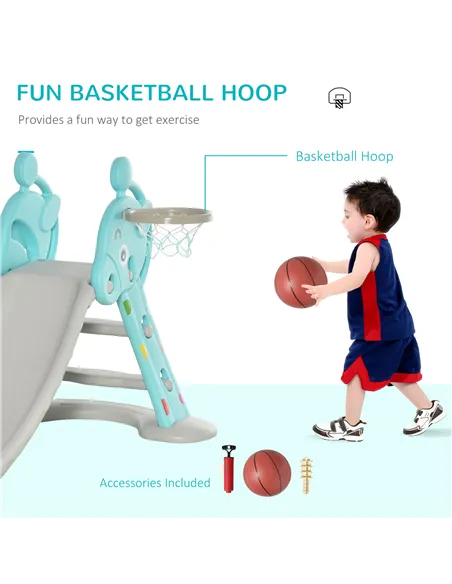 HOMCOM Kids Slide 2 in 1 Toddler Freestanding slide with Basketball Hoop Indoor/Outdoor Use Deer Shaped for 18 months -4 Years O