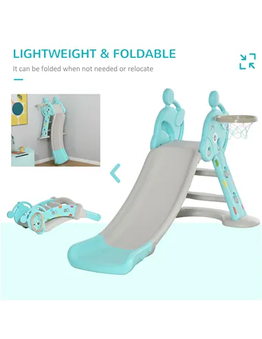 HOMCOM Kids Slide 2 in 1 Toddler Freestanding slide with Basketball Hoop Indoor/Outdoor Use Deer Shaped for 18 months -4 Years O