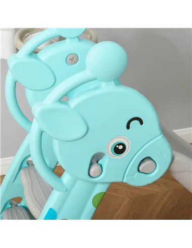 HOMCOM Kids Slide 2 in 1 Toddler Freestanding slide with Basketball Hoop Indoor/Outdoor Use Deer Shaped for 18 months -4 Years O