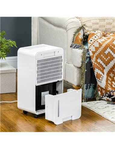 HOMCOM 2000mL Portable Dehumidifier with Air Purifier, 24H Timer, 5 Modes, 10L/Day, for Home Laundry, White