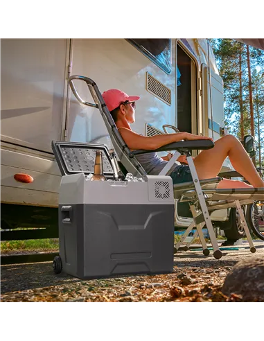 HOMCOM Car Refrigerator, Portable 12/24V 50 Litre Compressor Fridge Freezer, Electric Cooler Box for Camping, Travel, Picnic, Do