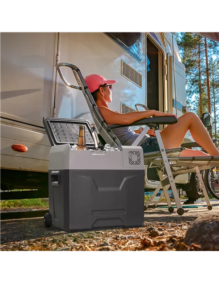 HOMCOM Car Refrigerator, Portable 12/24V 50 Litre Compressor Fridge Freezer, Electric Cooler Box for Camping, Travel, Picnic, Do