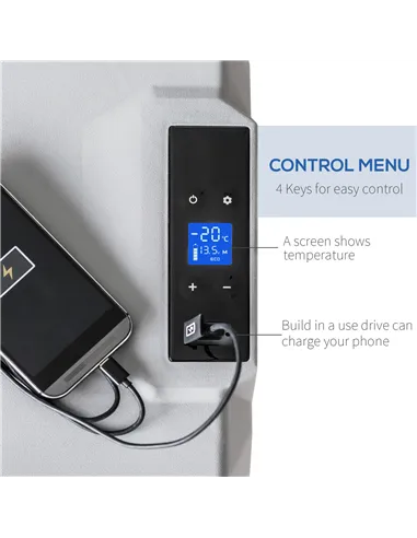 HOMCOM Car Refrigerator, Portable 12/24V 50 Litre Compressor Fridge Freezer, Electric Cooler Box for Camping, Travel, Picnic, Do