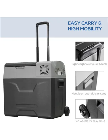 HOMCOM Car Refrigerator, Portable 12/24V 50 Litre Compressor Fridge Freezer, Electric Cooler Box for Camping, Travel, Picnic, Do