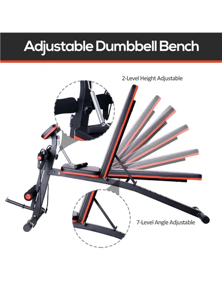 HOMCOM Adjustable Reclined Dumbbell Bench Weight Lifting Set Folding Sit Up Ab Bench Home Training Gym Multiuse Workout Exercise