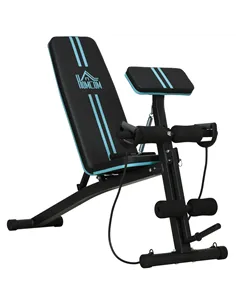 HOMCOM Foldable Weight Bench, Adjustable Strength Training Sit Up Ab Bench, Incline/Decline, Blue