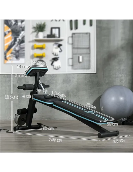 HOMCOM Foldable Weight Bench, Adjustable Strength Training Sit Up Ab Bench, Incline/Decline, Blue