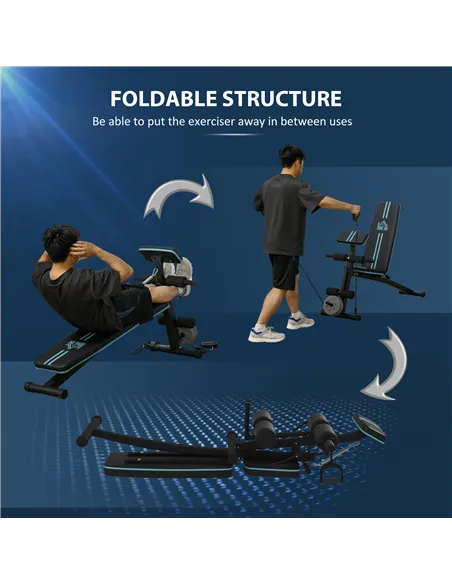 HOMCOM Foldable Weight Bench, Adjustable Strength Training Sit Up Ab Bench, Incline/Decline, Blue