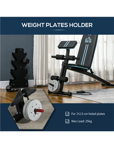 HOMCOM Foldable Weight Bench, Adjustable Strength Training Sit Up Ab Bench, Incline/Decline, Blue