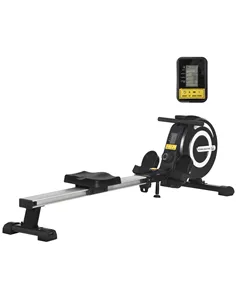 HOMCOM Folding Rowing Machine, Magnetic Rower Machine with 8 Levels Quiet Resistance, LCD Monitor, Wheels, Aluminium Slide Rail 