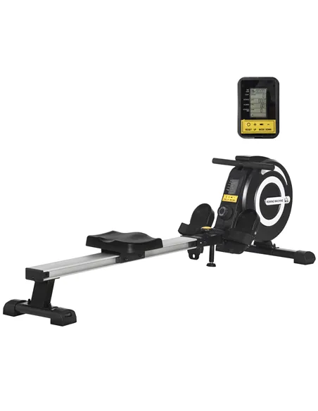 HOMCOM Folding Rowing Machine, Magnetic Rower Machine with 8 Levels Quiet Resistance, LCD Monitor, Wheels, Aluminium Slide Rail 