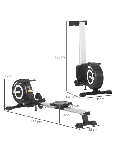 HOMCOM Folding Rowing Machine, Magnetic Rower Machine with 8 Levels Quiet Resistance, LCD Monitor, Wheels, Aluminium Slide Rail 