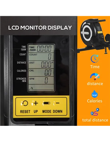 HOMCOM Folding Rowing Machine, Magnetic Rower Machine with 8 Levels Quiet Resistance, LCD Monitor, Wheels, Aluminium Slide Rail 