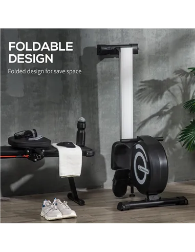 HOMCOM Folding Rowing Machine, Magnetic Rower Machine with 8 Levels Quiet Resistance, LCD Monitor, Wheels, Aluminium Slide Rail 