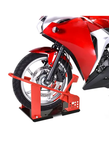 HOMCOM Motorcycle Wheel Chock 8-15.5 cm Metal Motorbike Holder Pre-Drilled Holes For Truck And Trailer