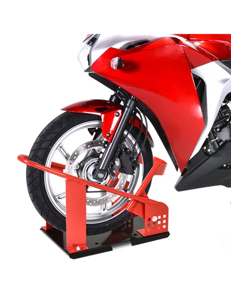 HOMCOM Motorcycle Wheel Chock 8-15.5 cm Metal Motorbike Holder Pre-Drilled Holes For Truck And Trailer