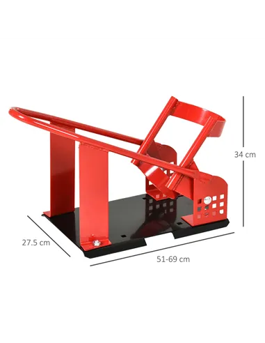 HOMCOM Motorcycle Wheel Chock 8-15.5 cm Metal Motorbike Holder Pre-Drilled Holes For Truck And Trailer