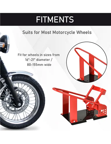 HOMCOM Motorcycle Wheel Chock 8-15.5 cm Metal Motorbike Holder Pre-Drilled Holes For Truck And Trailer