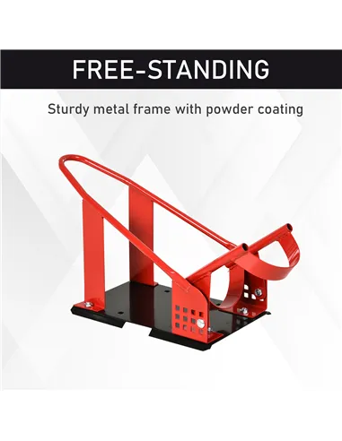 HOMCOM Motorcycle Wheel Chock 8-15.5 cm Metal Motorbike Holder Pre-Drilled Holes For Truck And Trailer