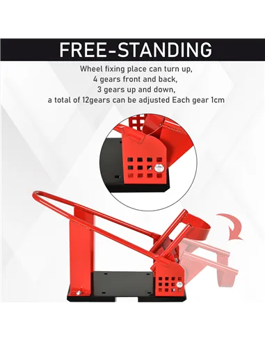 HOMCOM Motorcycle Wheel Chock 8-15.5 cm Metal Motorbike Holder Pre-Drilled Holes For Truck And Trailer