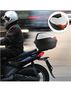 HOMCOM 32L Motorcycle Tail box Helmet Top Case Motorbike Luggage Storage Trunk Carrier Mount Rack 2