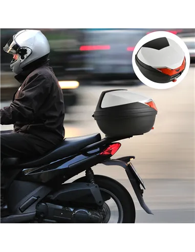 HOMCOM 32L Motorcycle Tail box Helmet Top Case Motorbike Luggage Storage Trunk Carrier Mount Rack