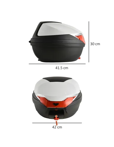HOMCOM 32L Motorcycle Tail box Helmet Top Case Motorbike Luggage Storage Trunk Carrier Mount Rack