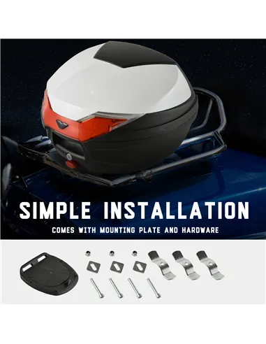 HOMCOM 32L Motorcycle Tail box Helmet Top Case Motorbike Luggage Storage Trunk Carrier Mount Rack