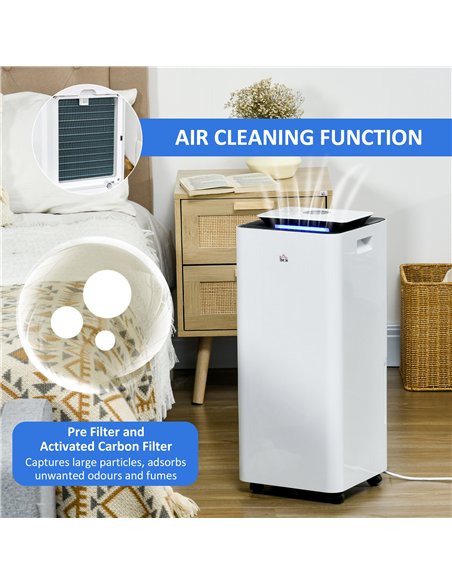 HOMCOM 3500mL Portable Dehumidifier with Air Purifier, 24H Timer, 5 Modes, 16L/Day, for Home Laundry, White