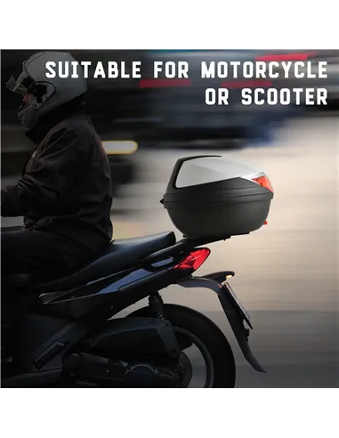 HOMCOM 32L Motorcycle Tail box Helmet Top Case Motorbike Luggage Storage Trunk Carrier Mount Rack