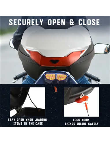 HOMCOM 32L Motorcycle Tail box Helmet Top Case Motorbike Luggage Storage Trunk Carrier Mount Rack