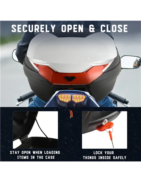 HOMCOM 32L Motorcycle Tail box Helmet Top Case Motorbike Luggage Storage Trunk Carrier Mount Rack